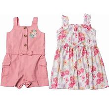 Baby & Toddler Girl Little Lass Floral Print Sleeveless Dress & Embroidered Romper Set