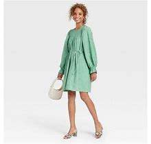 A Day Women's Long Sleeve Tent Dress With Pockets, Green, Small