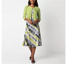 Danny & Nicole Midi Jacket Dress | Green | Womens Medium | Dresses Jacket Dresses | Stretch Fabric|Pleated | Spring Fashion