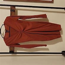 Forever 21 Dresses | Ribbed Ruched Long Sleeve Dress | Color: Orange/Red | Size: M