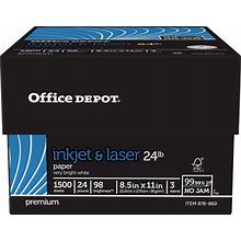 Laser Print Paper, 8 1/2in. X 11In., 24 Lb, 30% Recycled, 500 Sheets Per Ream, C