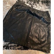 Joan Rivers Women's Black Faux Leather Skirt - Size 2X - Pre-Owned