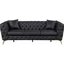 PU Upholstered Sofa Set With Button Tufting, Sturdy Metal Legs, And PU Pillows, Free Combination Living Room Furniture Set