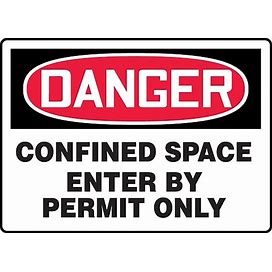 Accuform 10" X 14" Aluminum Confined Space Sign "DANGER CONFINED..", Red/Black On White (MCSP134VA)