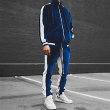 Xysaqa Men's Casual 2 Piece Tracksuit Sets, Full Zip Running Jogging Athletic Sports Jacket And Pants Set Long Sleeve Sweatsuit Lounge S-3Xl