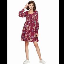Xhilaration Dresses | Nwt Xhilaration Smocked Floral Wine Dress Med Closeout Price | Color: Purple/Red | Size: M