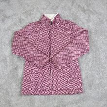 L.L. Bean Womens Fleece Lined Diamond Jacquard Jacket Full Zip Up Red Size Small