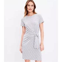 Loft Striped Side Tie Shift Dress Size Medium Blue/White Women's