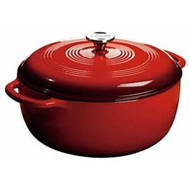 Lodge Enameled Cast Iron Dutch Oven Enameled Cast Iron/Cast Iron In Red/Gray | 6.18 H X 14.75 W In | Wayfair 088A629d30a855b6bf41d592a94b8eea