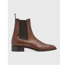 Christian Louboutin Samson Men's Burnished Leather Boot, Havane, Men's, 10D, Boots Ankle Boots & Booties
