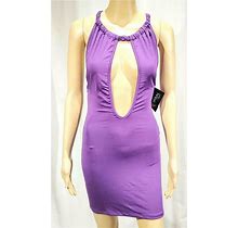New Spiral Purple Braided Keyhole Open Back Mini Dress - NWT - Size M