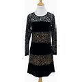 Antonio Melani Sheath Dress Women 0 Black Floral Lace Velvet Sheer Sleeves Lined