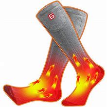 Electric Battery Heated Socks,Rechargeable Battery Heating Sox Cold Weather Heat Socks For Men Women,Outdoor Riding Camping Hiking Warm Winter Socks Motorcycle Skiing Foot Warmer Socks (Grey,L)