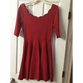 Lulus Womens Size Medium Red Knit A-Line Mini Dress 3/4 Sleeve
