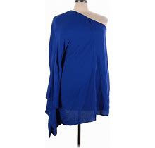 Shein Casual Dress - Party One Shoulder Long Sleeves: Blue Print Dresses - Women's Size 3X