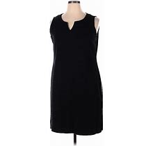 Talbots Casual Dress - Shift V-Neck Sleeveless: Black Solid Dresses - Women's Size 1X