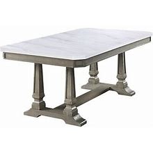 Bowery Hill Contemporary Dining Table In Marble And Weathered Oak