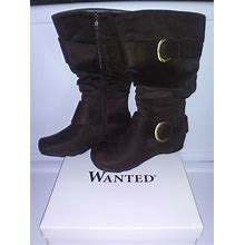 WANTED Mid-Calf Boots Karma Brown With Gold Buckle - 7.5 Medium