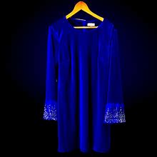 Calvin Klein Dresses | Nwt Calvin Klein Blue Velor Dress | Color: Blue | Size: 16