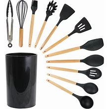 Megachef Pro Silicone And Wood Cooking Utensils, Set Of 12, Grey