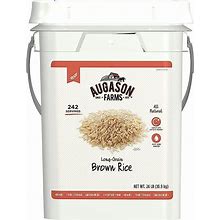 Augason Farms Long Grain Brown Rice Emergency Food Storage Bucket, 24