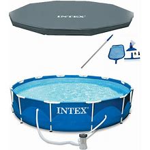 Intex 12-Ft X 12-Ft X 30-In Metal Frame Round Above-Ground Pool With Filter Pump And Pool Cover | 124954