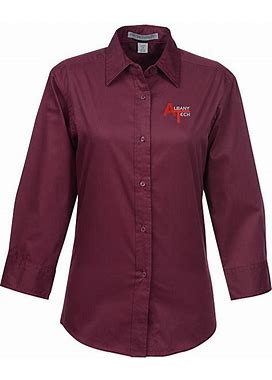 6 Embroidered Dress Shirts | Workplace Easy Care 3/4 Sleeve Twill Shirt - Women's' Black XXL - 4Imprint