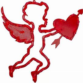17" Lighted Red Cupid With Heart Valentine's Day Window Silhouette Decoration, Brt Red