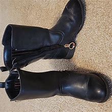 Tommy Hilfiger Shoes | Tommy Hilfiger Black Boots Size 9 | Color: Black/Gold | Size: 9G