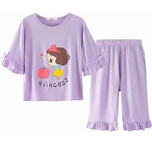 Kids Girls Pjs Soft Comfy 3/4 Sleeve Cute Sleepwear Pajamas 2Pcs Set