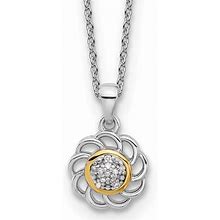 Sterling Silver Pendant Necklace With Chain And Diamond Accent