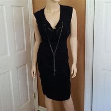 Nicole Miller Dresses | Nicole Miller Blk Ruched Fitted Open Back Dress 6 | Color: Black | Size: 6