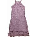 Pink Lily Sleeveless Crochet Lace Halter Dress Pink Size Small