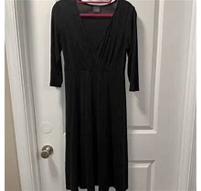 Eileen Fisher Petite 100% Silk Stretch 3/4 Sleeve A-Line Unlined Dress