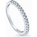Berricle Sterling Silver Wedding Rings Pave Set Cubic Zirconia CZ Half Eternity Ring