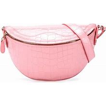 BALENCIAGA Crocodile-Embossed Belt Bag Pink