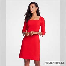 Ann Taylor Dresses | Nwt Ann Taylor Jubilee Red Doubleweave Square | Color: Red | Size: 0
