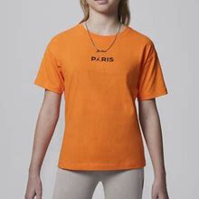 Jordan Paris Saint-Germain Tee Big Kids T-Shirt In Orange, Size: Small | 45C570-N5J