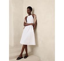 Women's Poplin Halter Midi Dress White Petite Size 4