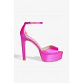 Stuart Weitzman Satin Platform Sandals - Women - Bright Pink Heels - EU 37