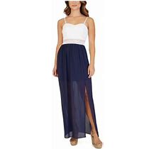 Bcx Womens Navy Stretch Slitted Color Block Sweetheart Neckline Maxi Cocktail Fit + Flare Dress Juniors 13