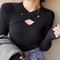 Casual Fashion Women Pullovers V-Neck Bottoming Tops Knitted Clothes
