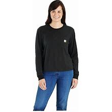 Carhartt Loose Fit Lightweight Long Sleeve Crew Neck Pocket T-Shirt Women's Clothing Black : XL (Reg)