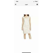 Lauren Ralph Lauren Dress Size 12 Ivory Floral Embroidered Mesh V-Back