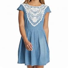 Taylor & Sage Dresses | Taylor & Sage Denim And Lace A-Line Dress | Color: Blue | Size: M