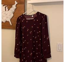 Old Navy Dresses | Maroon Floral Dress Old Navy Size Large | Color: Purple/Red | Size: L