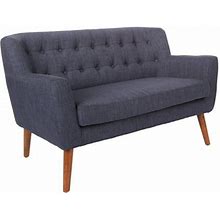 Office Star Products Osp Home Furnishings Mill Lane Loveseat In Navy Fabric With Coffee Legs