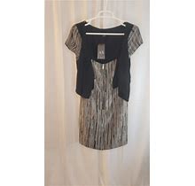 Armani Exchange, Women's Dress Size 6, Black And Grey Vertical Lines.
