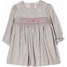 Tartine Et Chocolat - Floral-Embroidered Long-Sleeve Dress - Kids - Metallic Fibre/Polyamide/Viscose - 18 Mths - Brown
