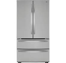 LG - 22.7 Cu. Ft. 4-Door French Door Counter-Depth Refrigerator With Double Freezer - Stainless Steel